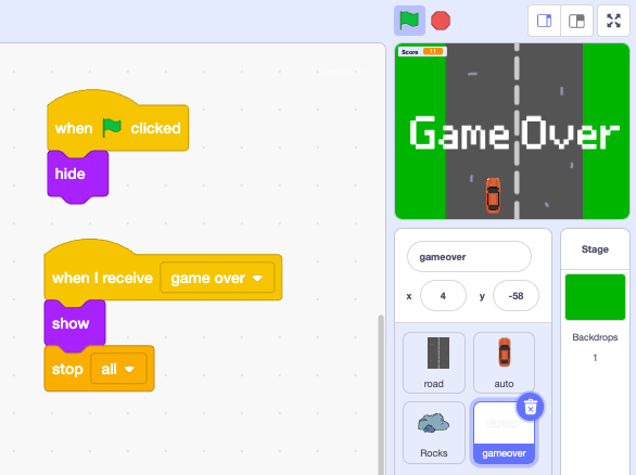 Game Over code
